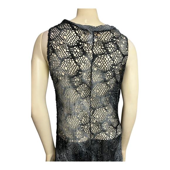 Sleeveless Mesh Hi-Low Dress Gray Women's Size S Goth Whimsigoth Witchcore Net - Picture 8 of 12